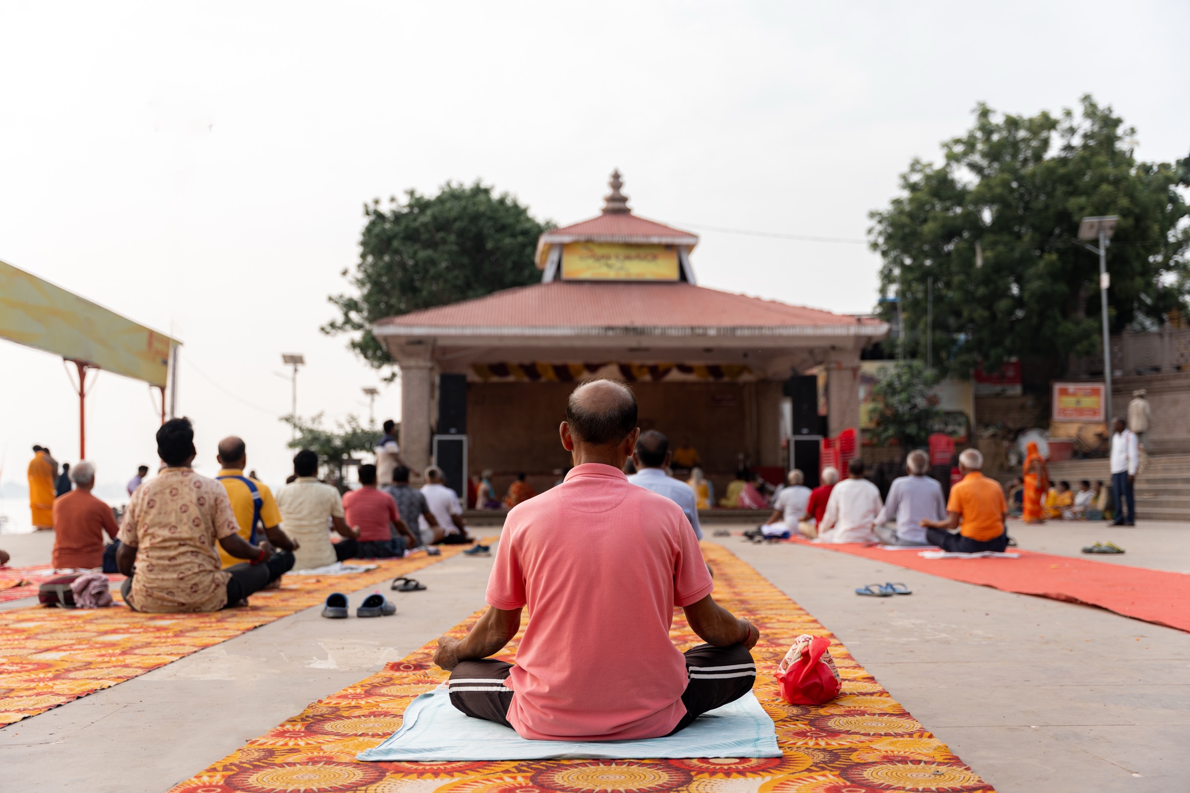Meditation by the Ganges River in India