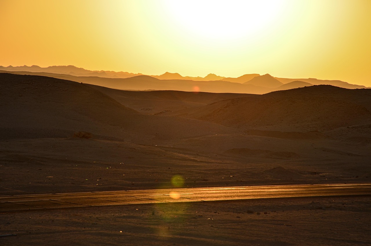 Sunset, desert, heat, spicy, summer, egypt, sun, sand, yellow, nature, hot, reflection