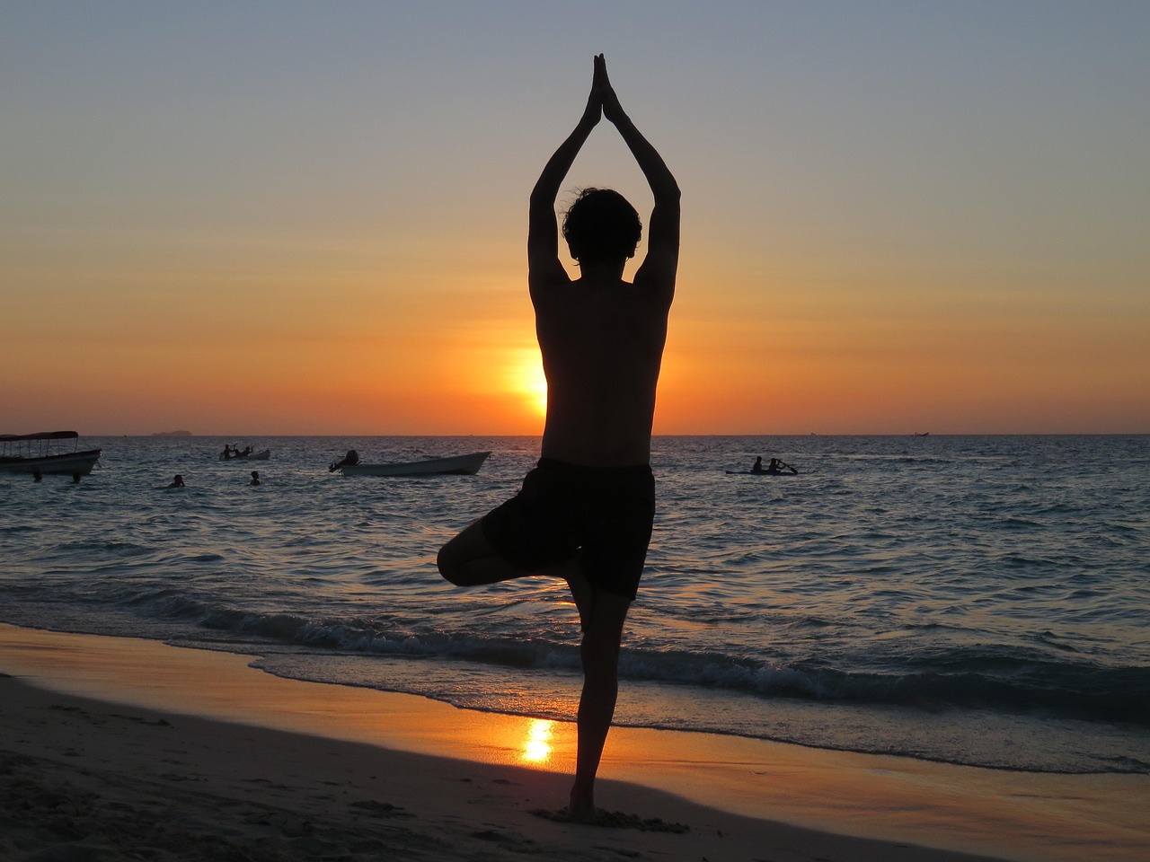 Yoga, beach, sunset, nature, relax, meditation